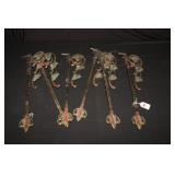 6pc Vintage Cast Iron Swing Arm Curtain/
