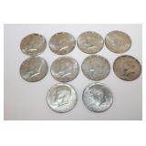 10 Silver Half Dollars 1967-1969