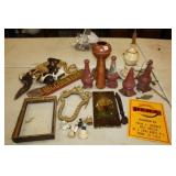 Assorted Shelf lot; carved compote, antique