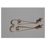 14K new old stock dangle post earrings with cz,