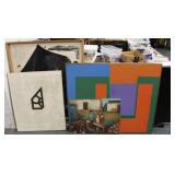 Group of 4pc Art; 41' x 49' Geometrical of orange,