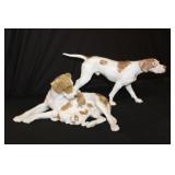 2pc B & G Porcelain Figures; 'Pointer w/ puppies'