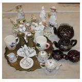 Shelf lot; collectibles; 2 miniature tea sets,