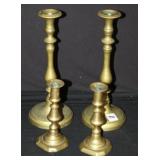 2 Pairs of Antique Brass Candlestands