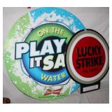 2p Metal Signs Lucky Strike & Play it Safe3 on the