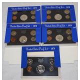 5 - 1970 US Proof Sets w/40% silver Kennedy