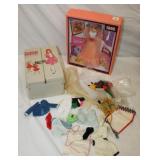 Skipper Barbie Doll Box w/ Vintage Clothes &