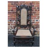 Large Antique Victorian Quality Carved Oak Throne