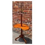 Mahogany Kidney Shaped Lamp w/ Brass Gallery