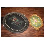 2pc Trays; 24' handpainted tole tray and 17.5'