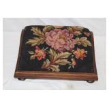Antique Footstool w/ needlepoint top 6'x12'x15'