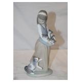 Lladro Porcelain 'Girl with Kittens' 9.5in Tall
