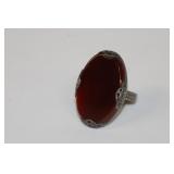 Art Deco large carnelian sterling ring, 1.25ï¿½