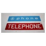 2 Vintage Glass Telephone Booth Signs