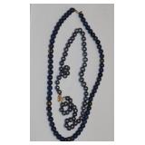 Blue Pearl & Blue Stone Necklaces, one w/ 14kt YG