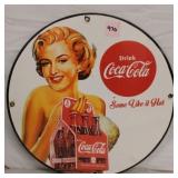 Vintage Metal Coca Cola Sign 11.75' dia