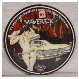 Vintage Metal Ford Maverick Sign 11.75' dia