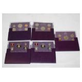 5 - US Proof Sets; 1985, 1987, 1988, 1989, 1990