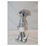 Lladro Porcelain 'Girl with Umbrella and Geese'