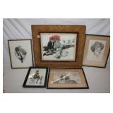 Group of 5 early 1900's Fashion Prints;