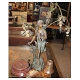 Art Noveau Bronze patina Figural Lamp 34.5' tall