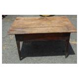 Antique Solid Walnut Table, Pegged w/ Tapered Leg