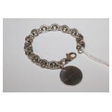 Tiffany Sterling Silver Bracelet w/ charm
