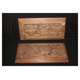 Pair of Antique Chinese Wood Relief Carved
