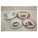 4pc lot; Antique Porcelain Baby Dish, Child's sink