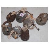 Group of 7 Antique Pad Locks