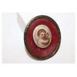 Victorian mini painted portrait of child with a