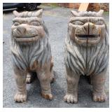 Pair of Antique Carve Fu Dogs