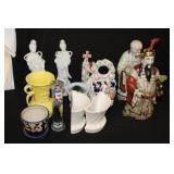 Hourglass, McCoy Vase, Milkglass Frog,