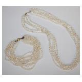 2pcs 9in &18in Multi Strand Pearl Necklace