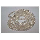 Cultured White Baroque Pearl Necklace 62' long