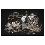 Large lot of silvertone costume jewelry