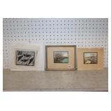 Pr. Walter Mutting Prints and 2 Tom Flowers Wood