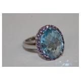 New Large checkerboard Blue topaz surrounded by