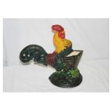 Vintage Painted Rooster Iron Door Stop
