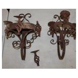 2pc Cast Iron 3 Candle Sconces 20' tall