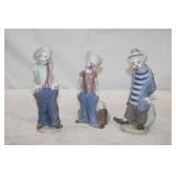 3pcs Lladro Procelain Clowns, 'Destination