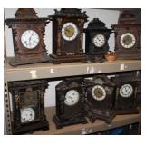 8 Antique Mantle Clocks; partial parts, etc