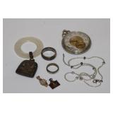 Sterling Jewelry Lot w/ Elgin Pocket Watch