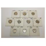 10 Mercury Silver Dimes
