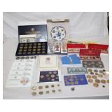 Group of US & Foreign Coins, Currency, Tokens,