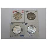 4 Franklin Silver Half Dollars