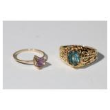 2 - 10kt yellow gold Rings 1st with approx .25ct