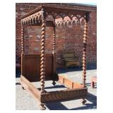 1800's Oak Tester Bed w/ spiral posts