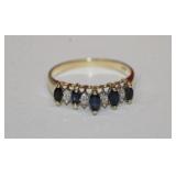 14KT yellow gold sapphire and diamond ring