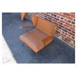 Mid Century Modern Metal & Vinyl Chair w/ oak